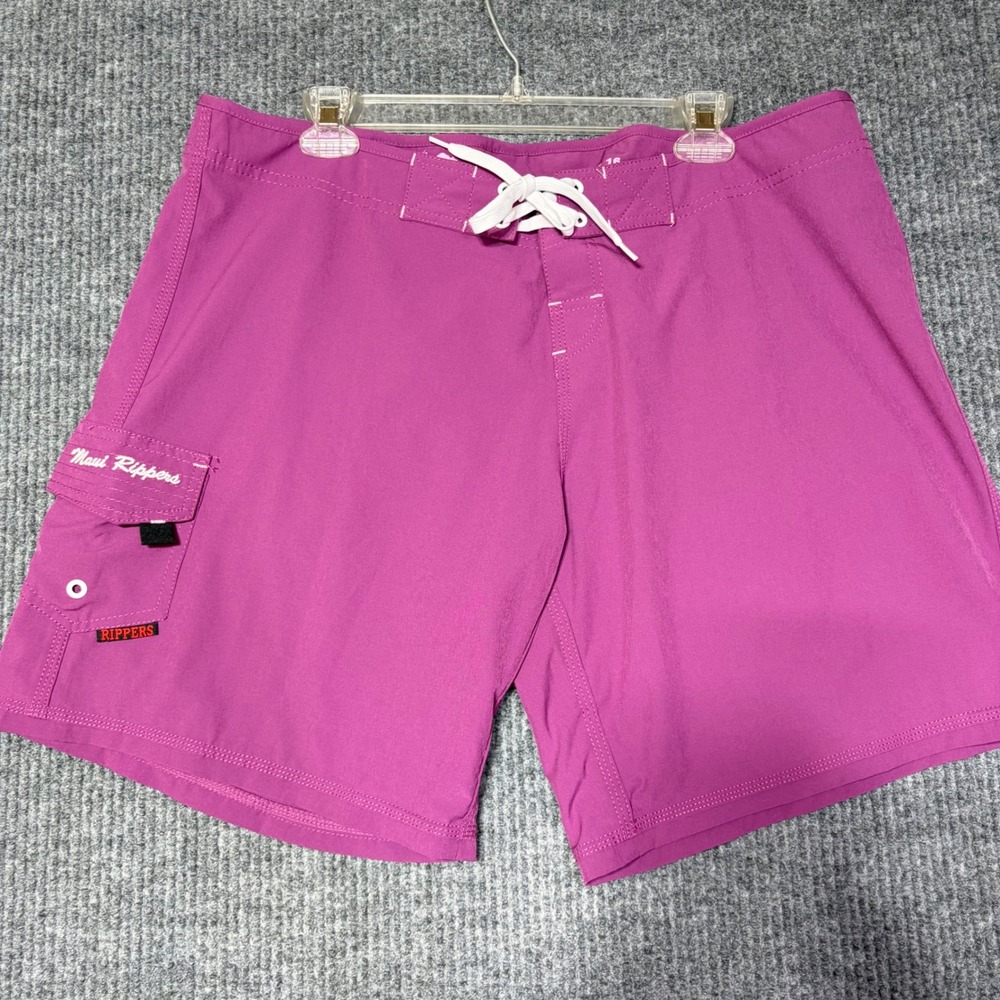 Maui Rippers Mens Purple Board Shorts Size 16 Stretch Surf Swim Trunks Cargo
